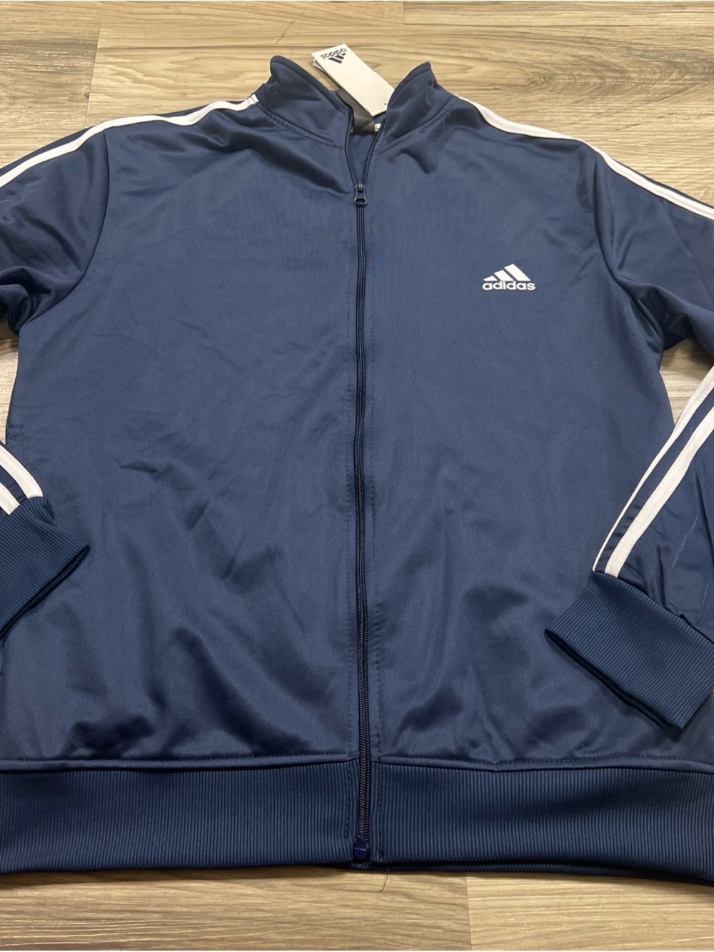 adidas 3-Stripe Tricot Track Jacket Full Zip Navy/White Men’s Sizes NWT